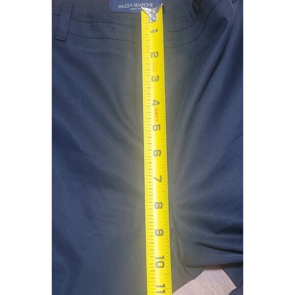 Piazza Sempione Women Black Wide Pants Made in Italy sz 12 cuffed hem 30" waist - Picture 5 of 9